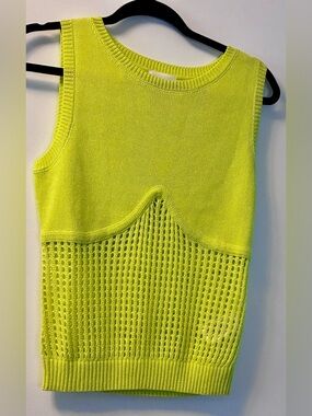 The Drop Bright Neon Yellow Knit Tank Top S